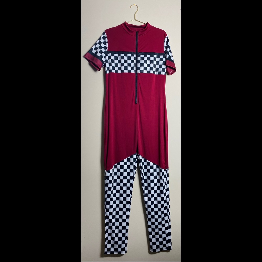 Women’s Racer Chic Jumpsuit (Burgundy)